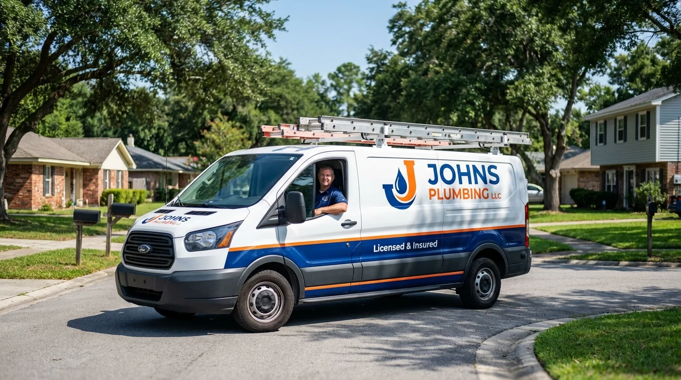 Johns Plumbing LLC service van in Ripon, CA