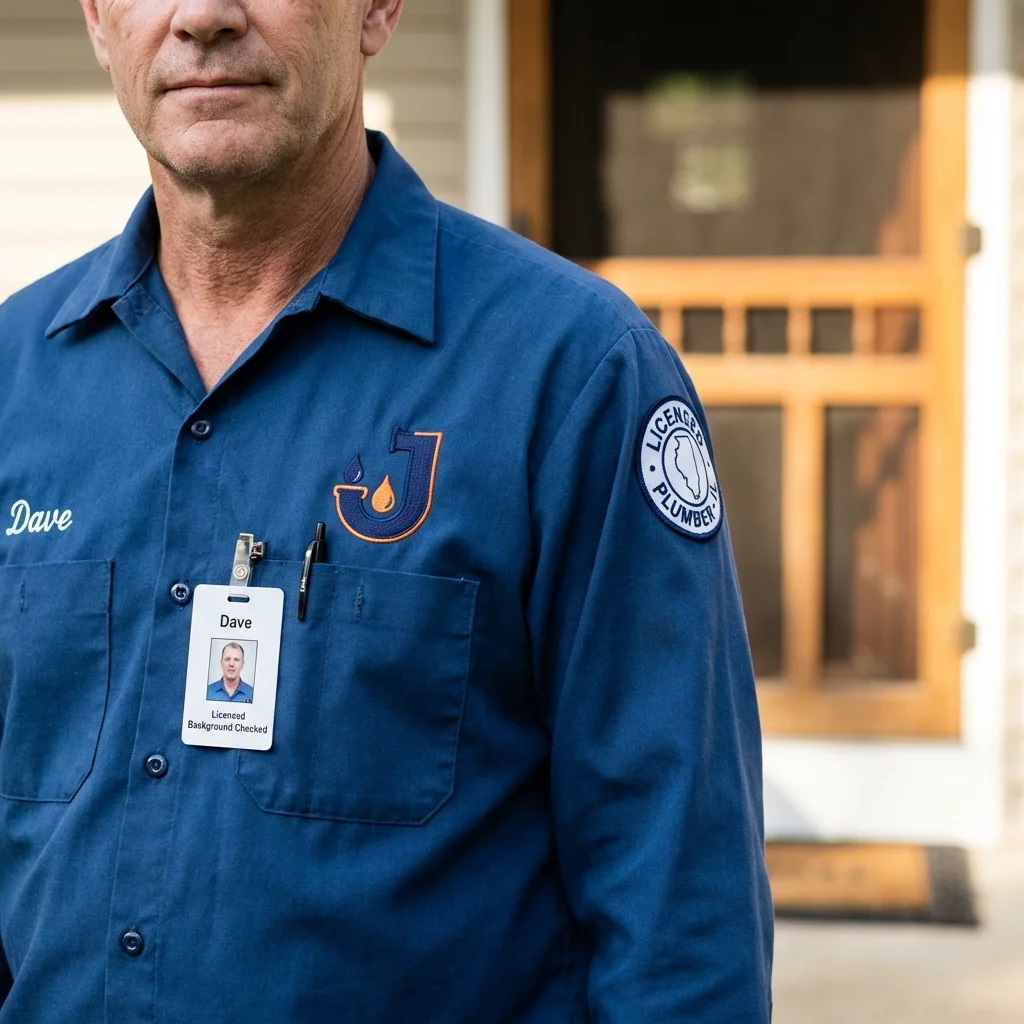 Licensed plumber showing ID badge in Ripon, CA