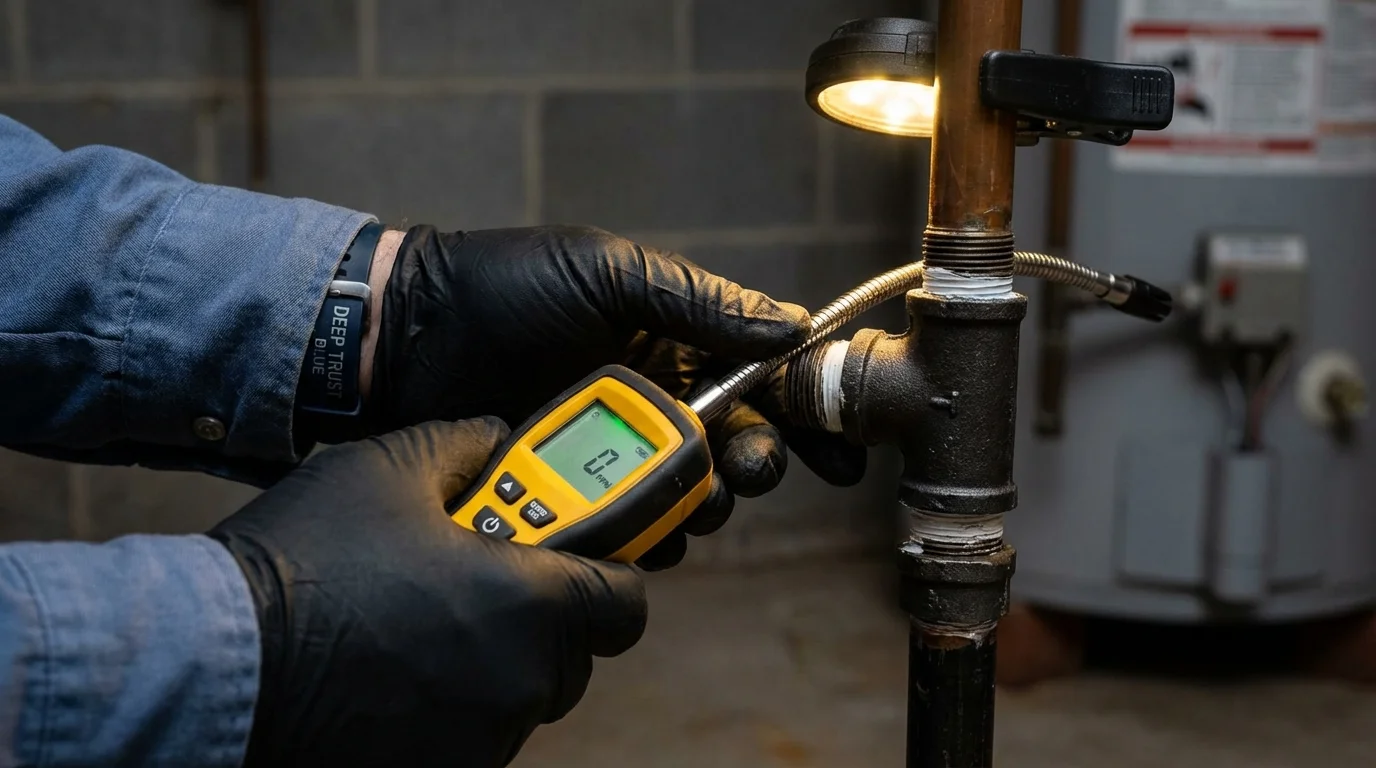 Gas leak detection with electronic sniffer by Johns Plumbing LLC in Ripon