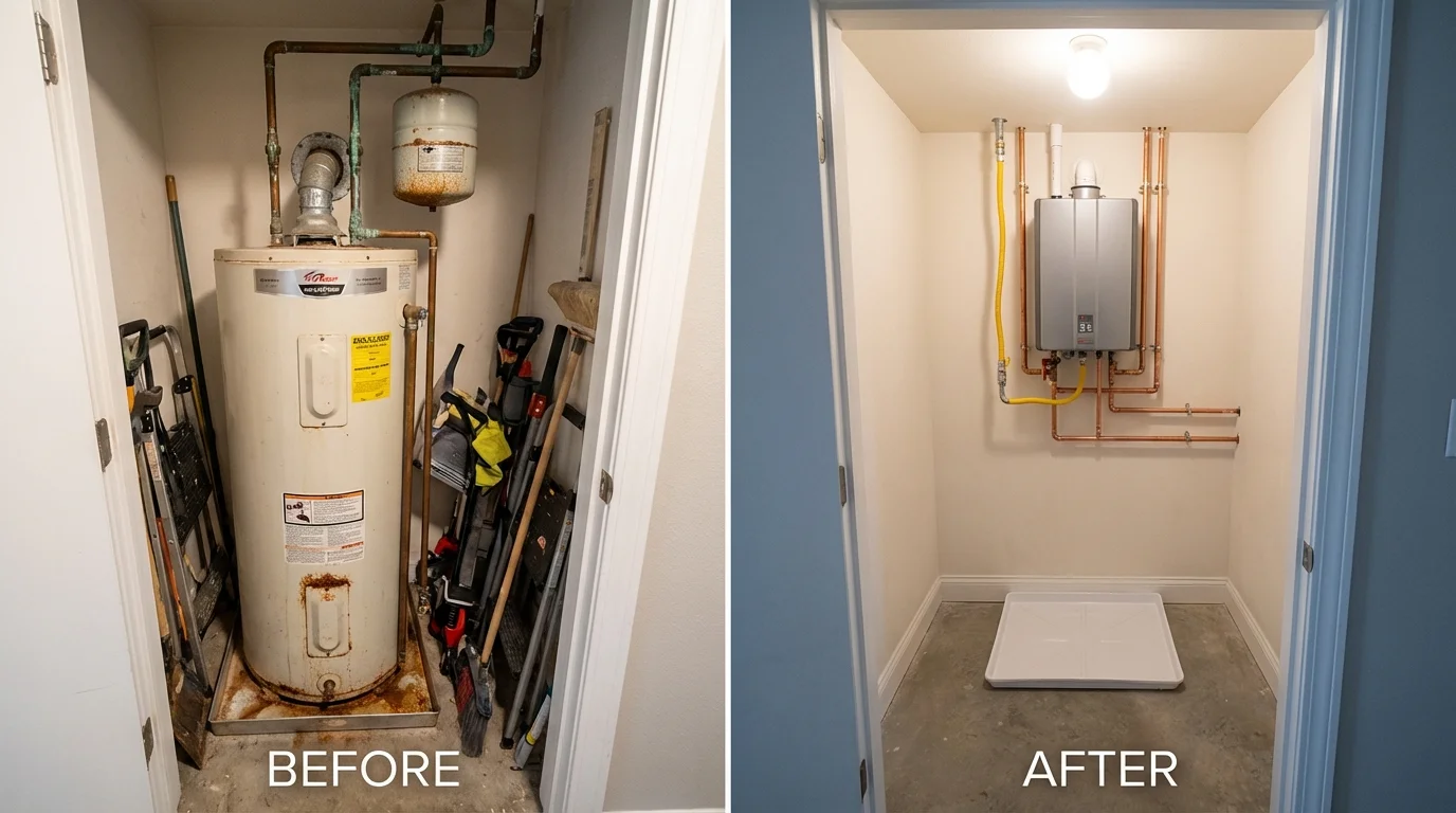 Tank water heater versus wall-mounted tankless unit comparison for Ripon, CA homeowners